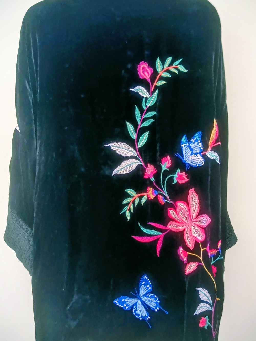 JOHNNY WAS SANDRA EMBROIDERED VELVET WIDE CUFF KIMONO BLACK SZ 2XL NWOT $395 - Picture 6 of 7